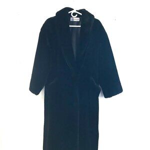 VTG Dasco Faux fur coat black maxi women's L soft quiet luxury old money winter